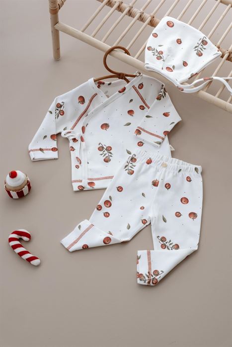 Elma Baskılı Pure Hug Serisi Kruvaze 3'lü Takım