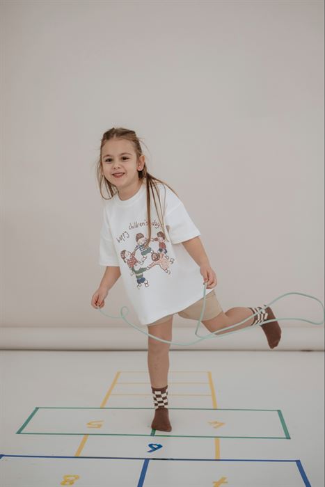 Happy Çocuk Baskılı Oversize Kısa Kollu T-shirt