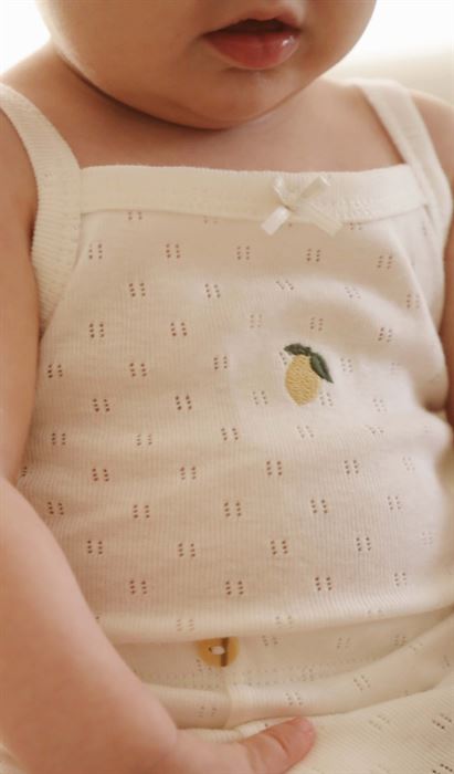 Limon Nakışlı İp Askılı Bebek Body