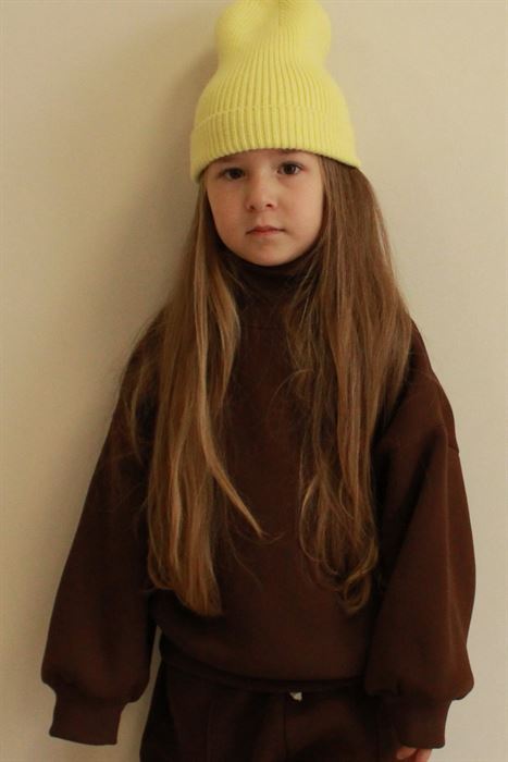 Sarı Sırt Baskılı Balıkçı Yaka Sweatshirt