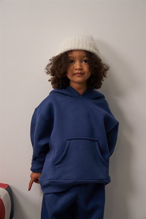 Lacivert Kanguru Cepli Kapüşonlu Sweatshirt