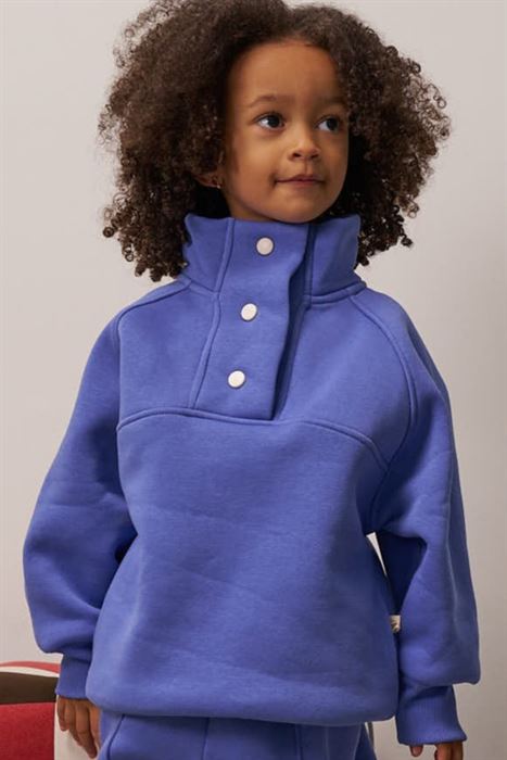 Leylak Dik Yaka Çıt Çıtlı Sweatshirt