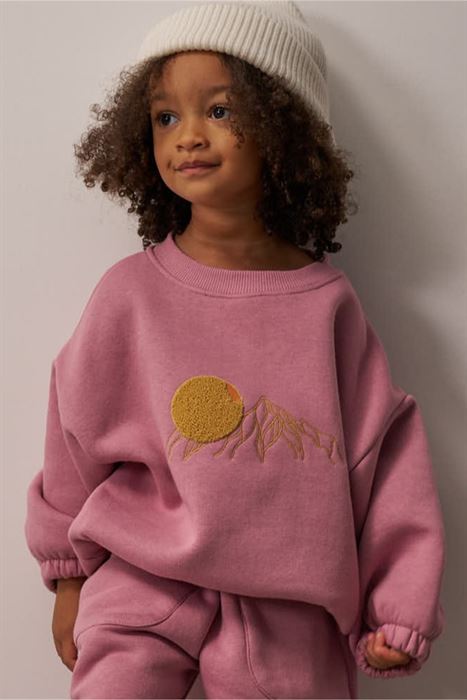 Soluk Gül TinyPeak Dağ Nakışlı Sweatshirt