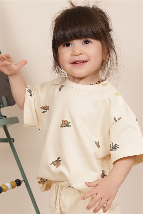 Zeytin Desenli Çocuk Oversize T-shirt