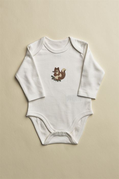 Sincap Nakışlı Uzun Kollu Çıtçıtlı Bebek Body