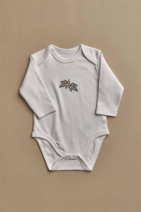 Yaprak Nakışlı Uzun Kollu Çıtçıtlı Bebek Body