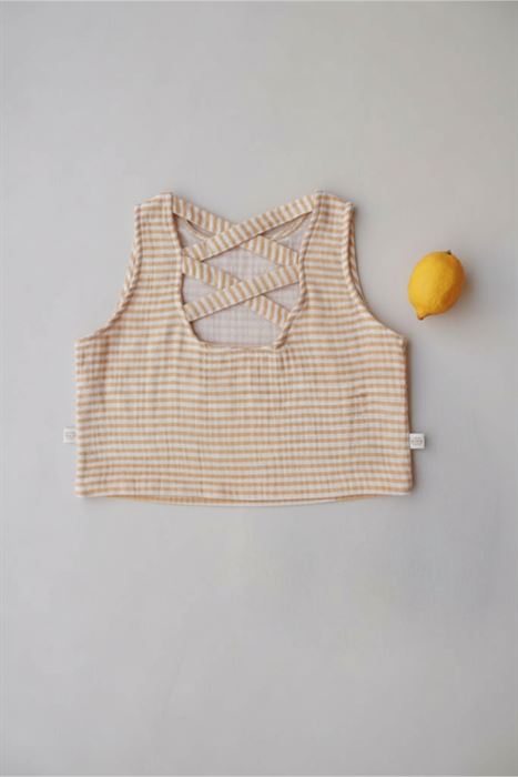 Turuncu Çapraz Sırt Detaylı Kız Çocuk Üst