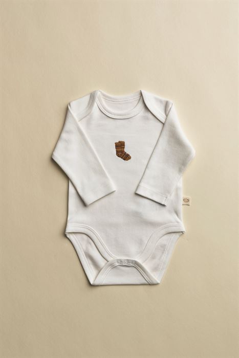 Çorap Nakışlı Uzun Kollu Çıtçıtlı Bebek Body