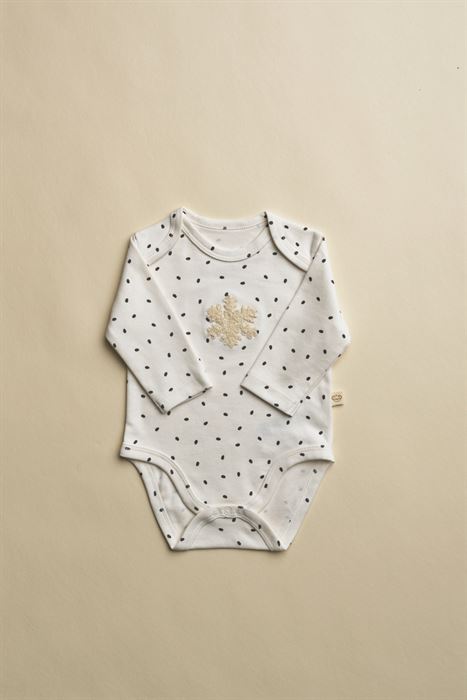 Kar Tanesi Nakışlı Uzun Kollu Çıtçıtlı Bebek Body