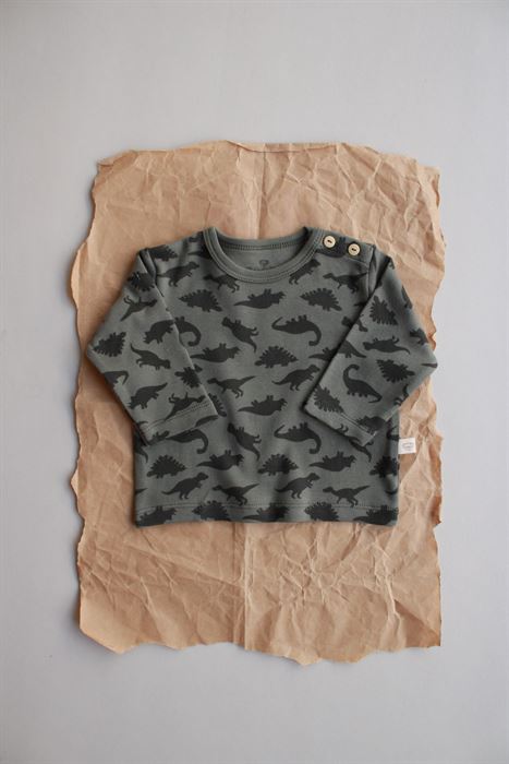 Dinozor Baskılı Düğme Detaylı Bebek Üst