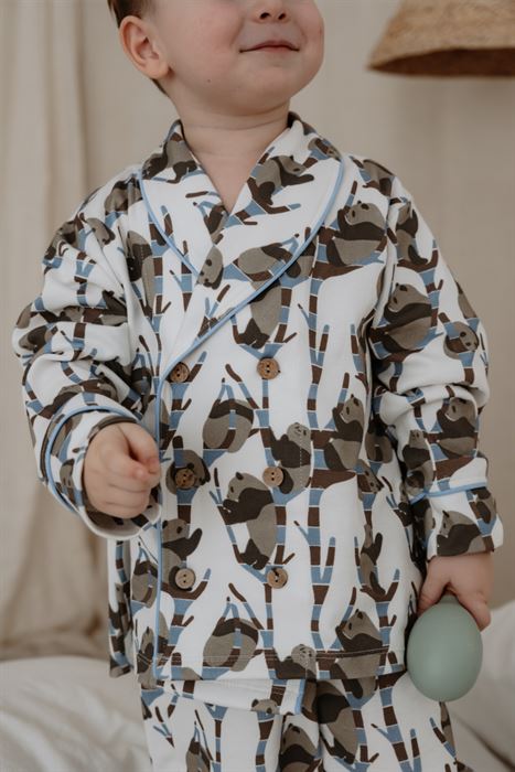 Panda Desenli Yaka Detaylı Pijama Üst