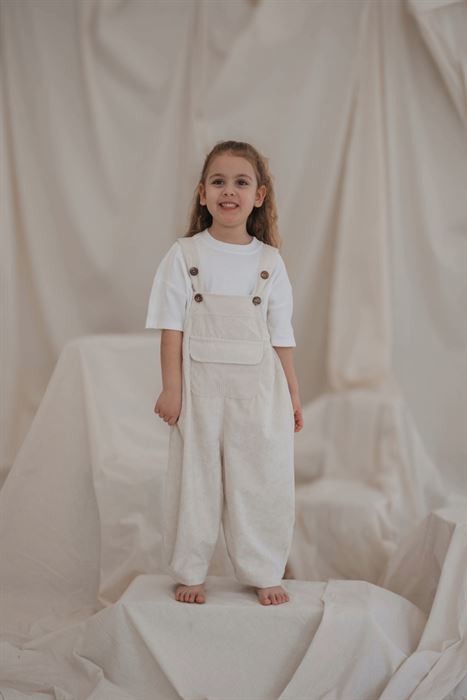 Krem Childhood Velvet Çocuk Salopet Tulum