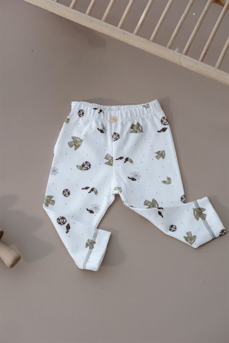 Kuş Baskılı Paça Dikiş Detaylı Bebek Tayt