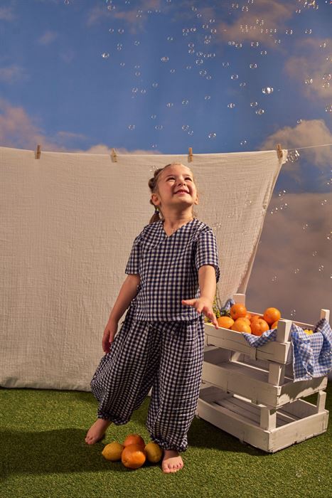  Lacivert Daisy Picnic Serisi Kruvaze Takım