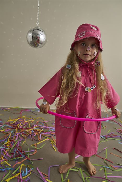 Pembe Candy Summer Biyeli Şapkalı Tulum
